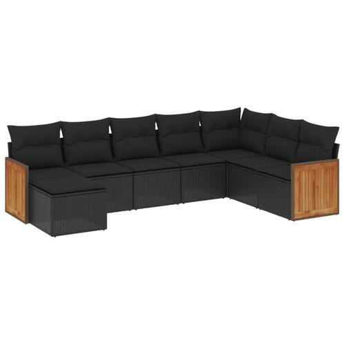 Sofasæt til haven 8 dele med hynder polyrattan sort