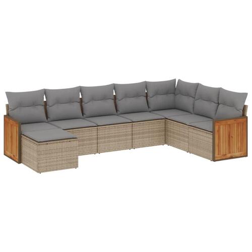 Sofasæt til haven 8 dele med hynder polyrattan beige