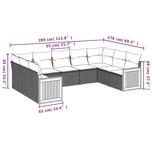 Sofasæt til haven 9 dele med hynder polyrattan beige