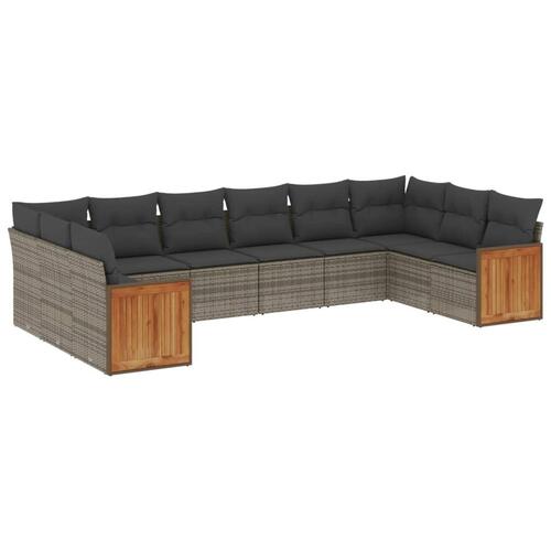 Sofasæt til haven 10 dele med hynder polyrattan grå