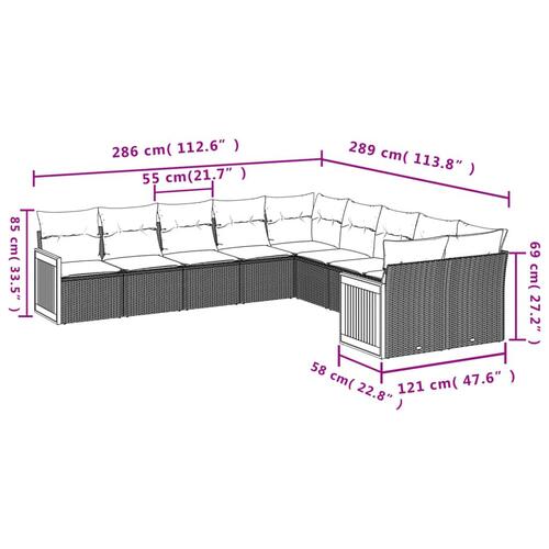 Sofasæt til haven 10 dele med hynder polyrattan beige