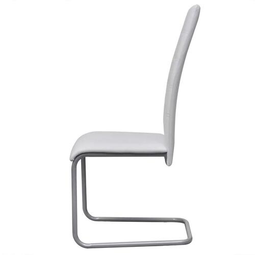 Spisebordsstole med cantilever 4 stk. kunstlæder hvid