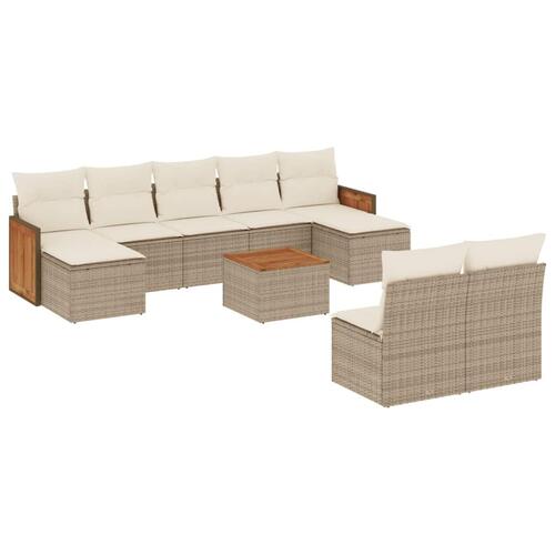 Sofasæt til haven 10 dele med hynder polyrattan beige