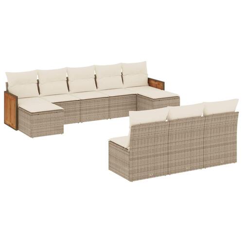 Sofasæt til haven 10 dele med hynder polyrattan beige