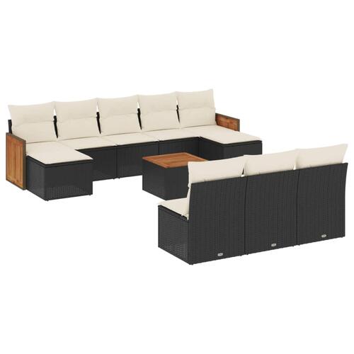 Sofasæt til haven 11 dele med hynder polyrattan sort