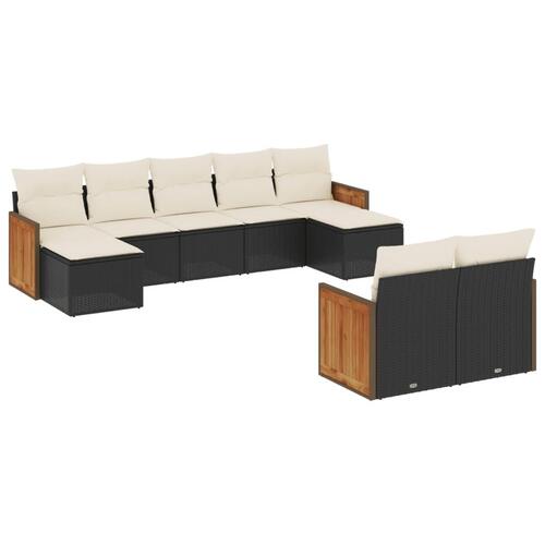 Sofasæt til haven 9 dele med hynder polyrattan sort