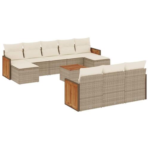 Sofasæt til haven 11 dele med hynder polyrattan beige