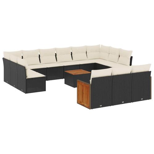 Sofasæt til haven 14 dele med hynder polyrattan sort
