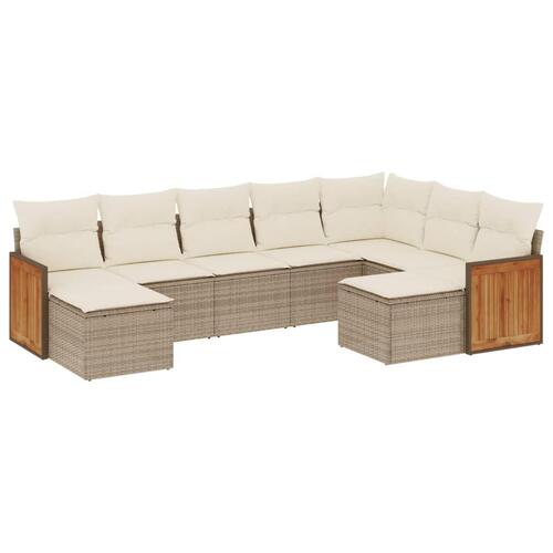 Sofasæt til haven 9 dele med hynder polyrattan beige