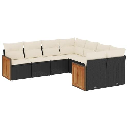 Sofasæt til haven 8 dele med hynder polyrattan sort