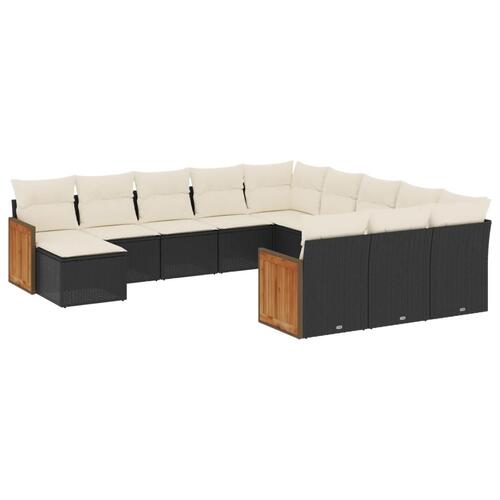 Sofasæt til haven 12 dele med hynder polyrattan sort
