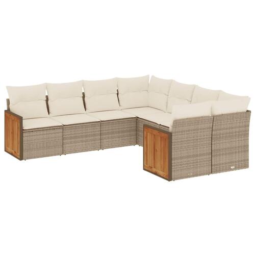 Sofasæt til haven 8 dele med hynder polyrattan beige