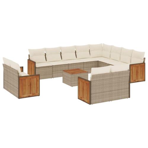 Sofasæt til haven 13 dele med hynder polyrattan beige