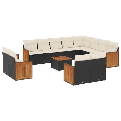 Sofasæt til haven 13 dele med hynder polyrattan sort