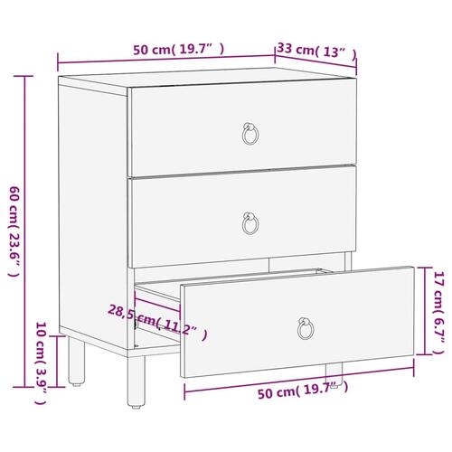 Sengebord 50x33x60 cm massivt mangotræ