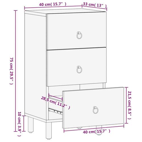 Skab 40x33x75 cm massivt mangotræ