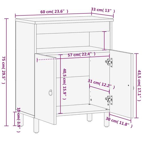 Skab 60x33x75 cm massivt mangotræ