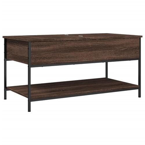 Sofabord 100x50x50 cm konstrueret træ og metal brunt eg