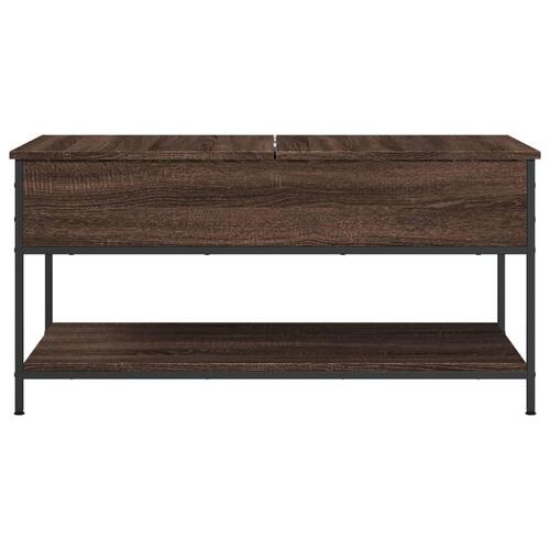 Sofabord 100x50x50 cm konstrueret træ og metal brunt eg