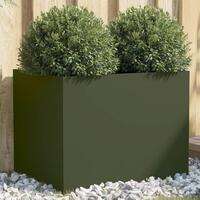 Plantekasse 62x47x46 cm koldvalset stål olivengrøn
