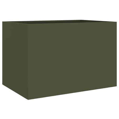 Plantekasse 62x47x46 cm koldvalset stål olivengrøn