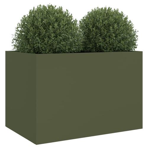 Plantekasse 62x47x46 cm koldvalset stål olivengrøn