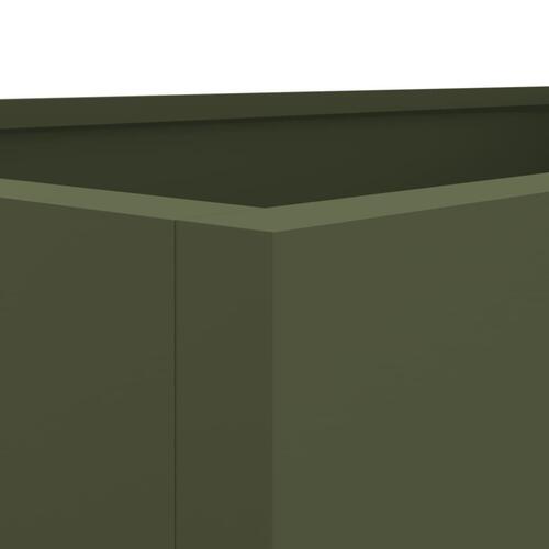 Plantekasse 62x47x46 cm koldvalset stål olivengrøn
