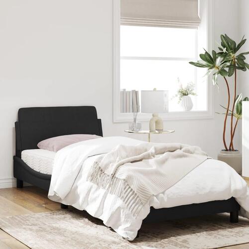 Sengeramme med hovedgærde uden madras Sort 90x200 cm Fløjl