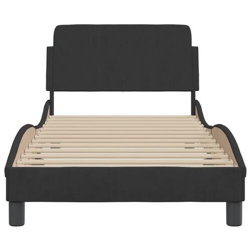 Sengeramme med hovedgærde uden madras Sort 90x200 cm Fløjl