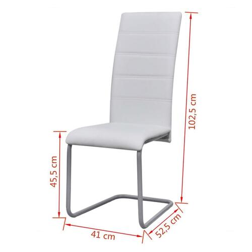 Spisebordsstole med cantilever 4 stk. kunstlæder hvid