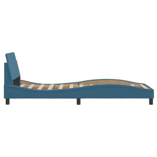 Sengeramme med sengegavl 90x200 cm fløjl blå
