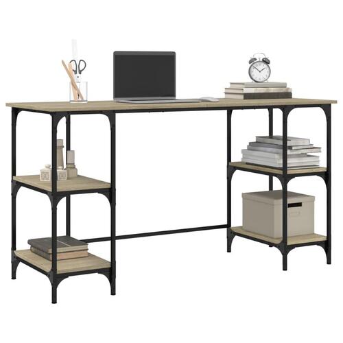 Skrivebord 140x50x75 cm konstrueret træ sonoma-eg