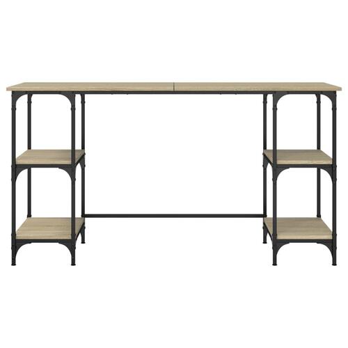Skrivebord 140x50x75 cm konstrueret træ sonoma-eg