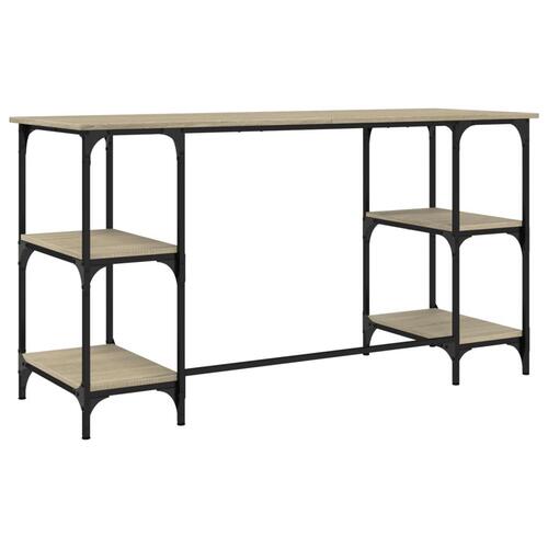 Skrivebord 140x50x75 cm konstrueret træ sonoma-eg