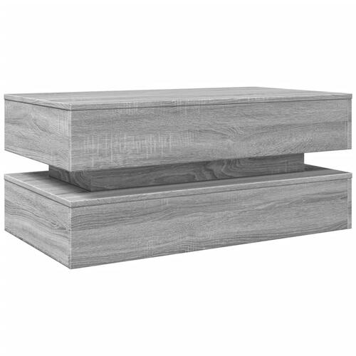 Sofabord med LED-lys 90x50x40 cm grå sonoma-eg