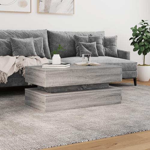 Sofabord med LED-lys 90x50x40 cm grå sonoma-eg