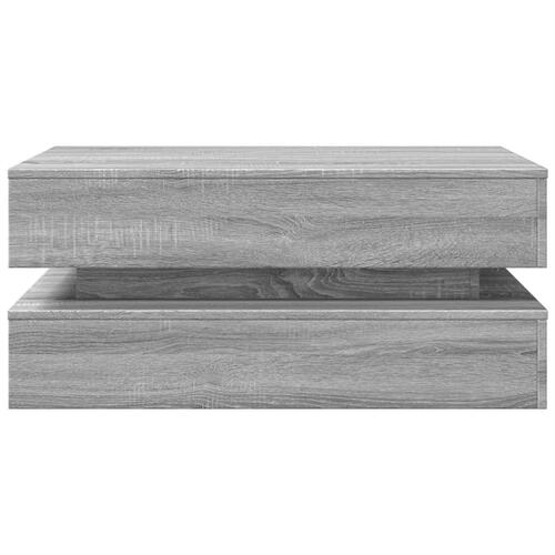 Sofabord med LED-lys 90x50x40 cm grå sonoma-eg