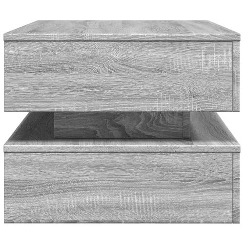 Sofabord med LED-lys 90x50x40 cm grå sonoma-eg