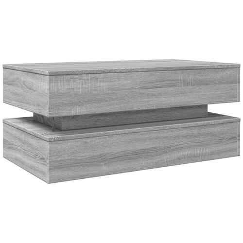 Sofabord med LED-lys 90x50x40 cm grå sonoma-eg