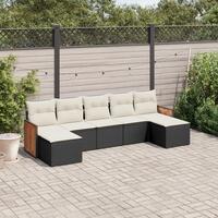 Sofasæt til haven 7 dele med hynder polyrattan sort