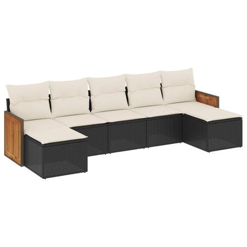 Sofasæt til haven 7 dele med hynder polyrattan sort