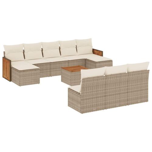 Sofasæt til haven 11 dele med hynder polyrattan beige