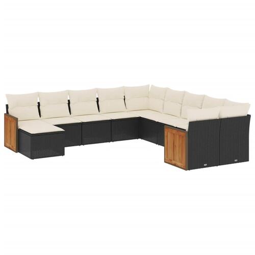 Sofasæt til haven 11 dele med hynder polyrattan sort