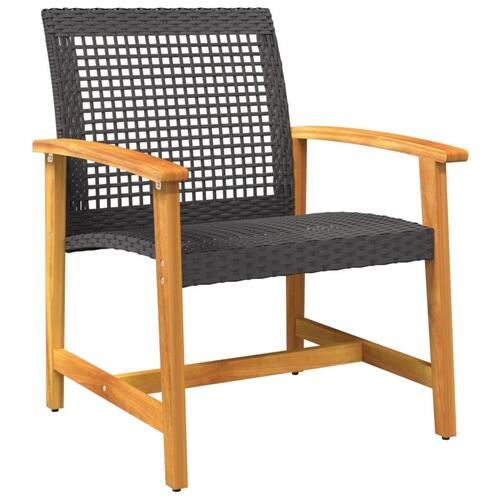 Bistrosæt 3 dele polyrattan og akacietræ sort