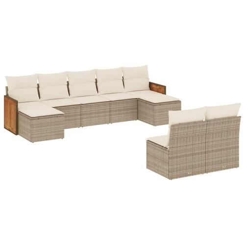 Sofasæt til haven 9 dele med hynder polyrattan beige