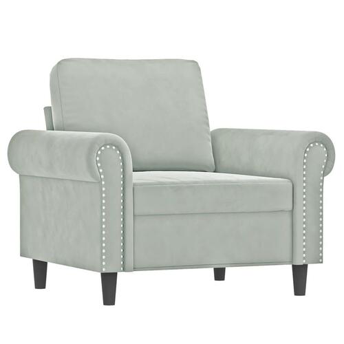 3 personers sofa med puder velour lysegrå