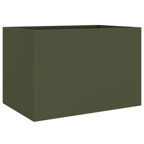 Plantekasse 62x40x39 cm koldvalset stål olivengrøn