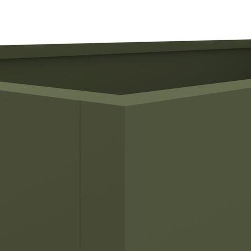 Plantekasse 62x40x39 cm koldvalset stål olivengrøn