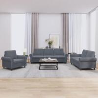 3 personers sofa med hynder velour mørkegrå