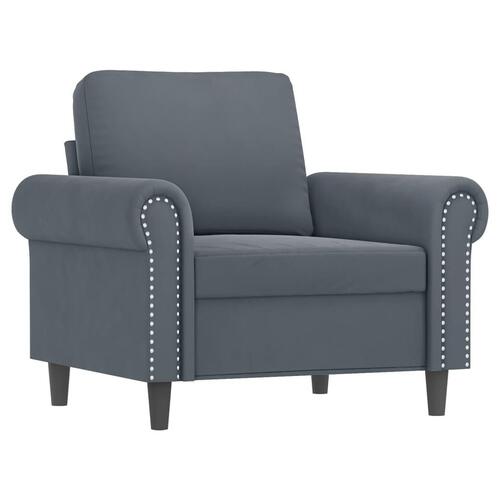3 personers sofa med hynder velour mørkegrå
